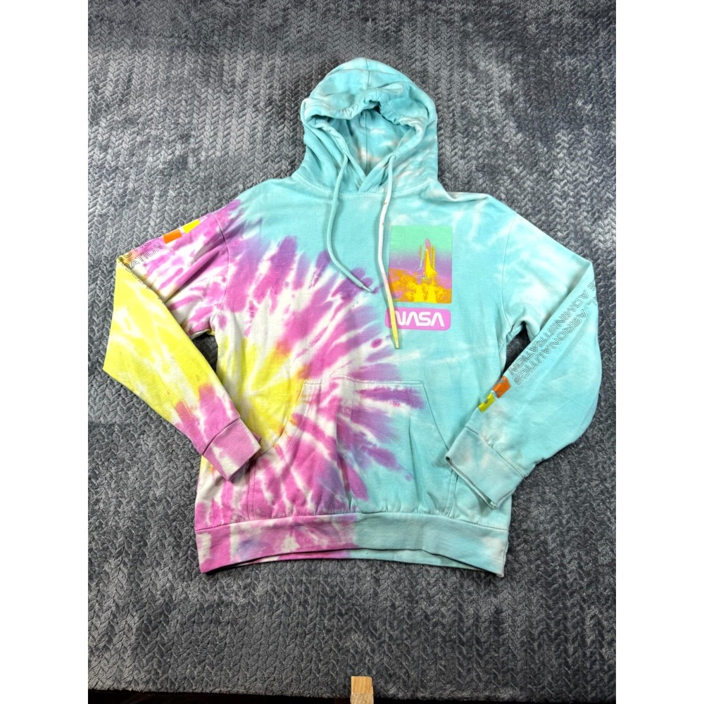 Hyper‎ Space Hoodie Unisex M Multicolor Cotton Tie Dye Fleece NASA Space Shuttle